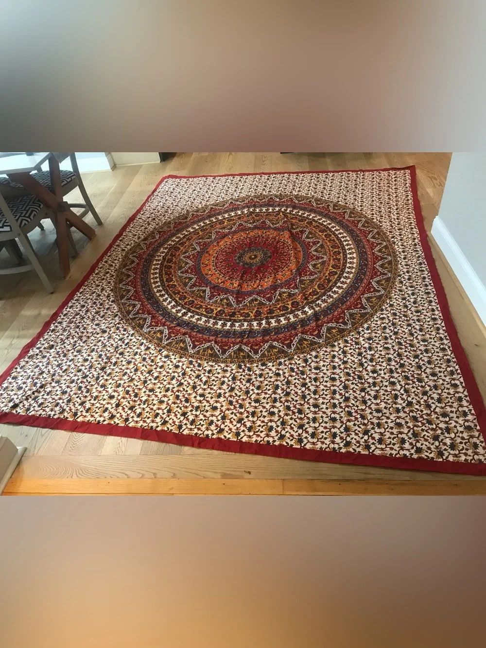 MT Red and Orange Mandala Bedspread Wall Hanging for Bedroom 54x84